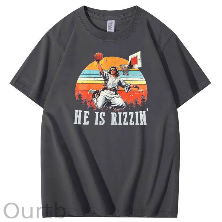 He is Rizzin' Pattern Print Crew Neck T-Shirt