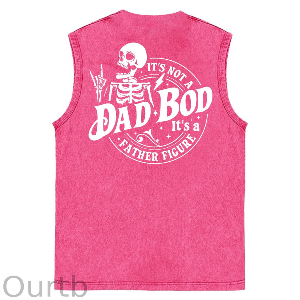 It's Not A Dad Bod It's A Father Figure Print Washed Cotton Sleeveless Tank Tops