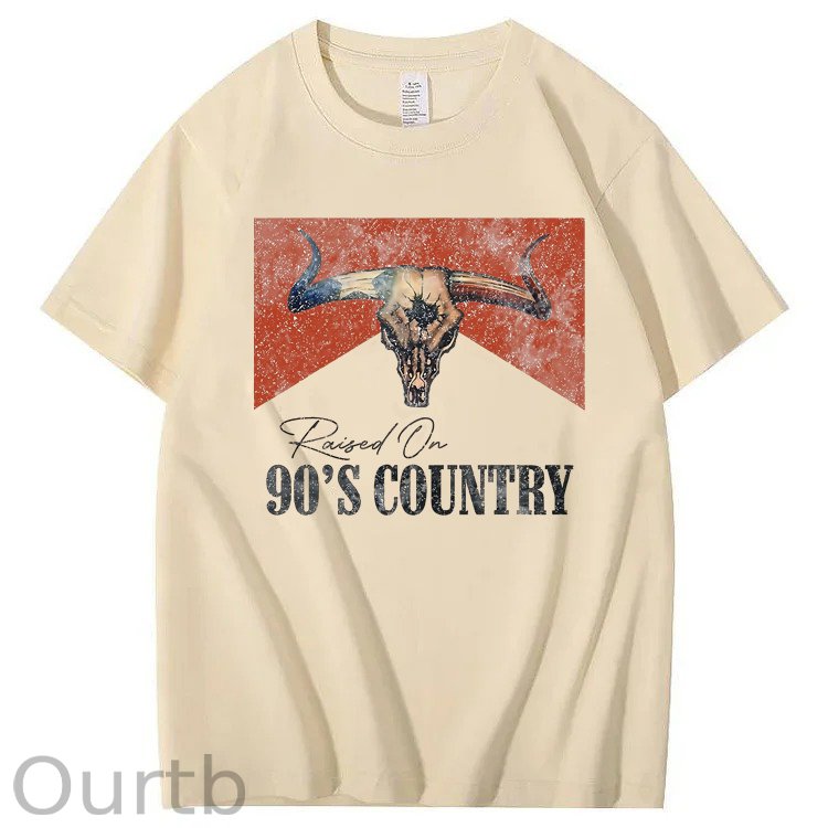 Raised On 90's Country Print 100% Cotton T-Shirt