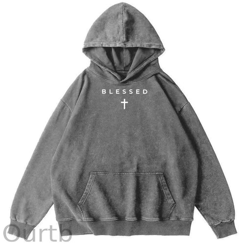 Cross Blessed 100% 300g Cotton Washed Hooded Sweatshirt