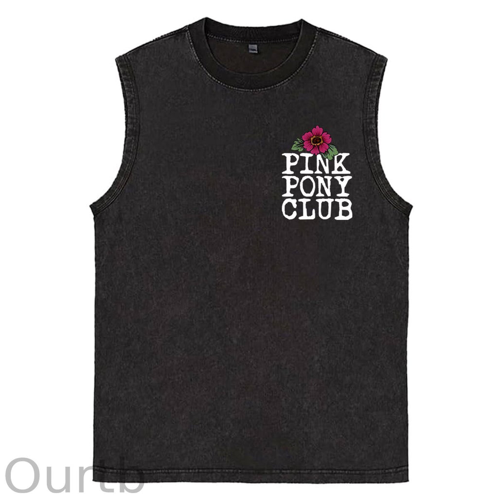 I'm Gonna Keep On Dacing Print Washed Cotton Sleeveless Tank Tops