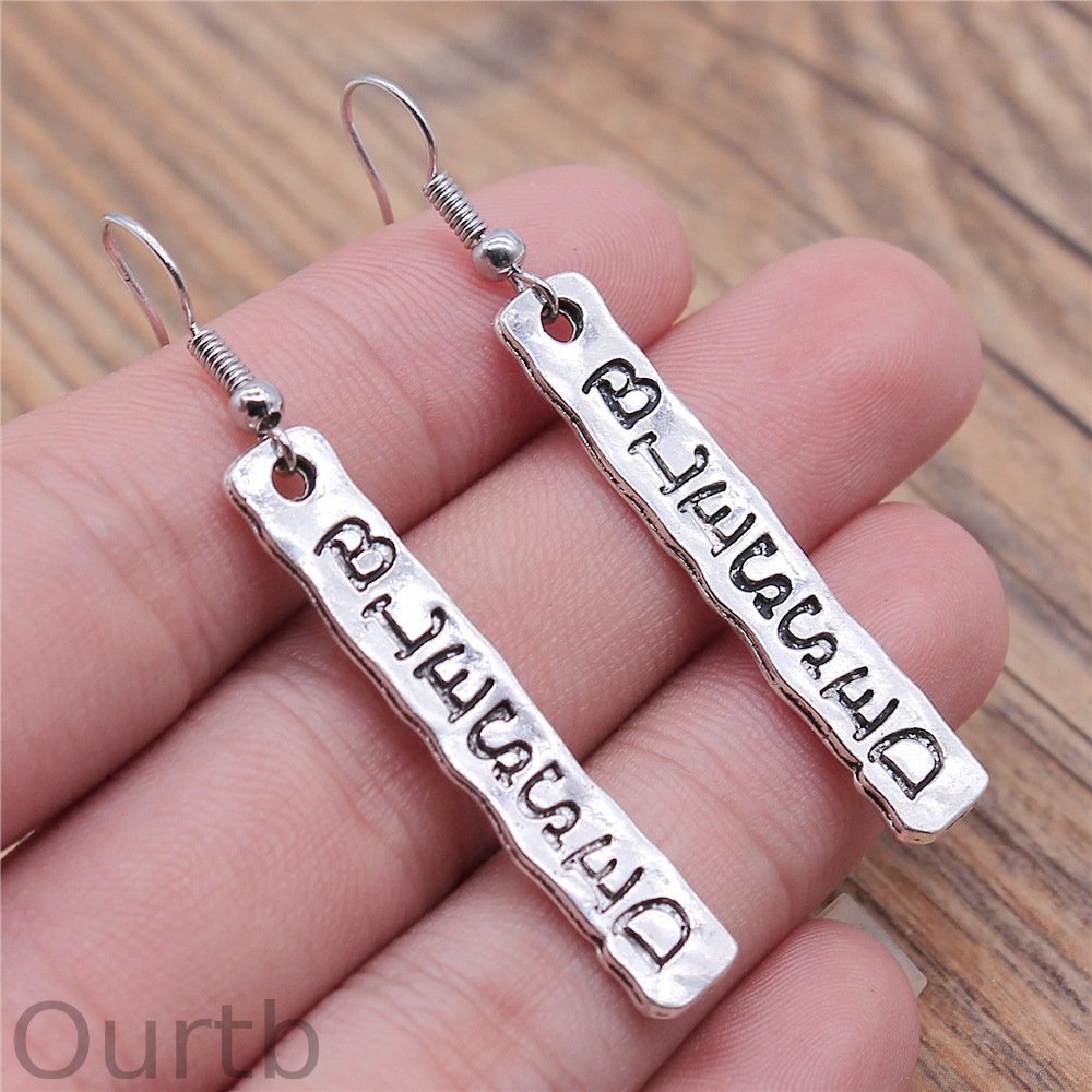 Vintage Handmade Jewelry Blessed Letter Pendant Earrings