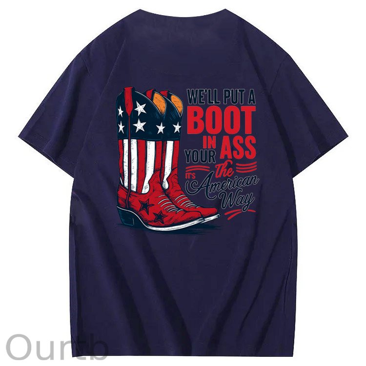 Put A Boot In Your Ass Pattern 100&Cotton Print T-Shirt