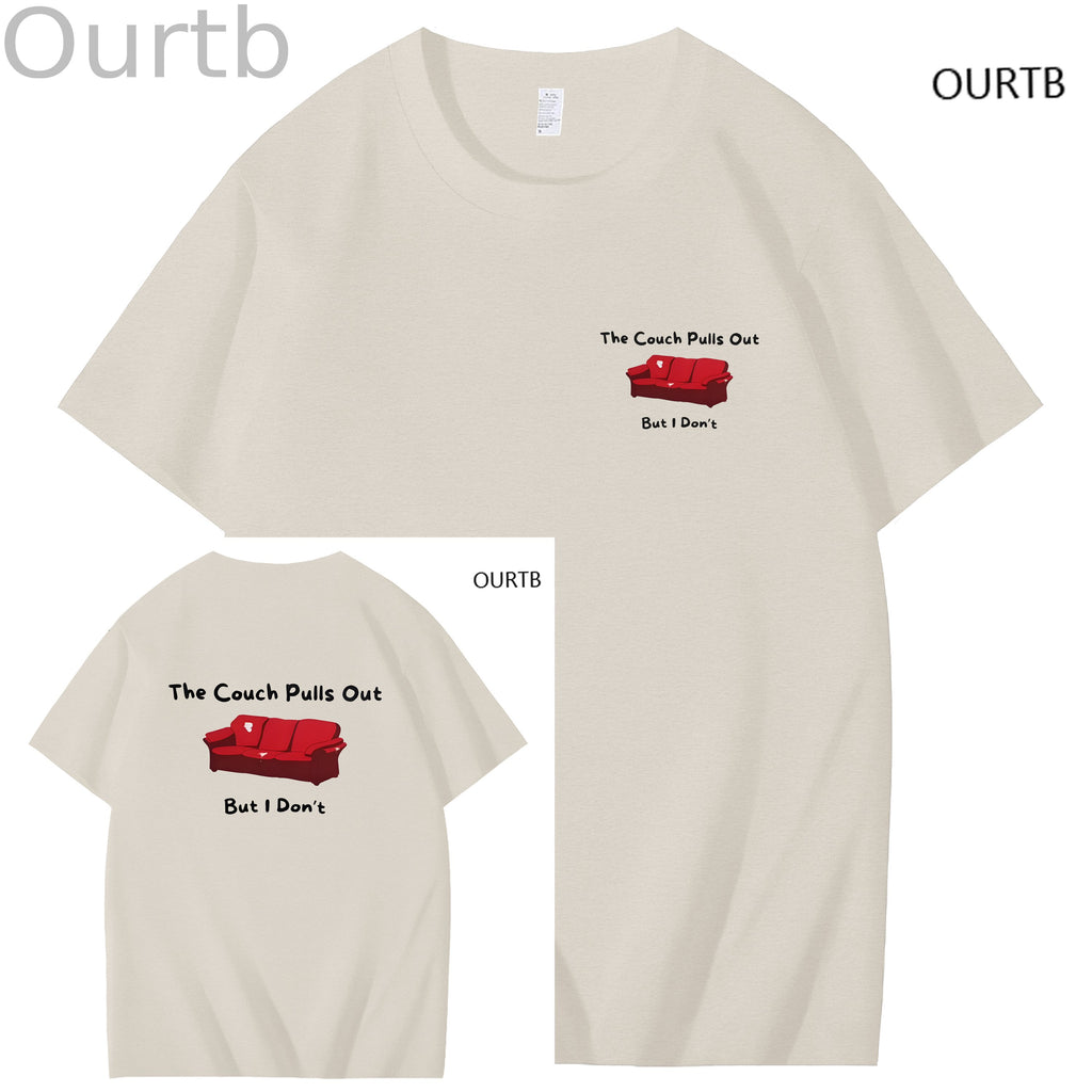 The Couch Pulls Out But I Don't Funny Adult Art Pattern Print T-Shirt