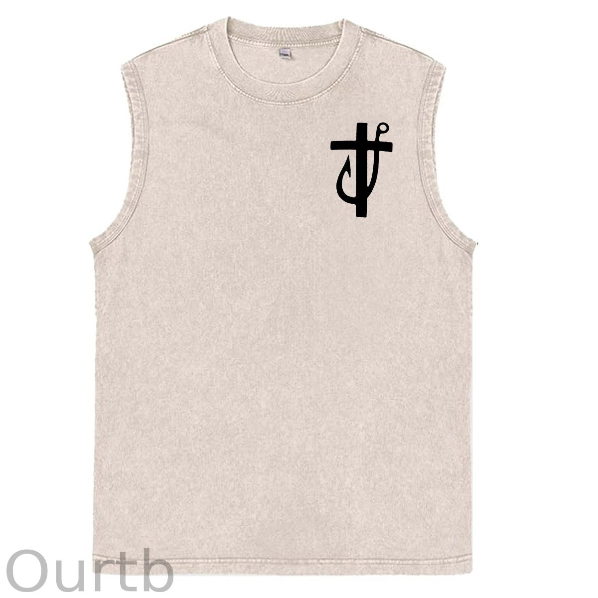 Jesus Made Me A Fisherman  Pattern Sleeveless Cotton Washed Printed Loose Vest