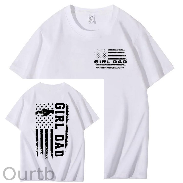 Girl Dad Pattern Print 100%Cotton T-Shirt