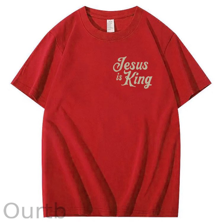 Jesus Is King Pattern  Print Cotton T-Shirt