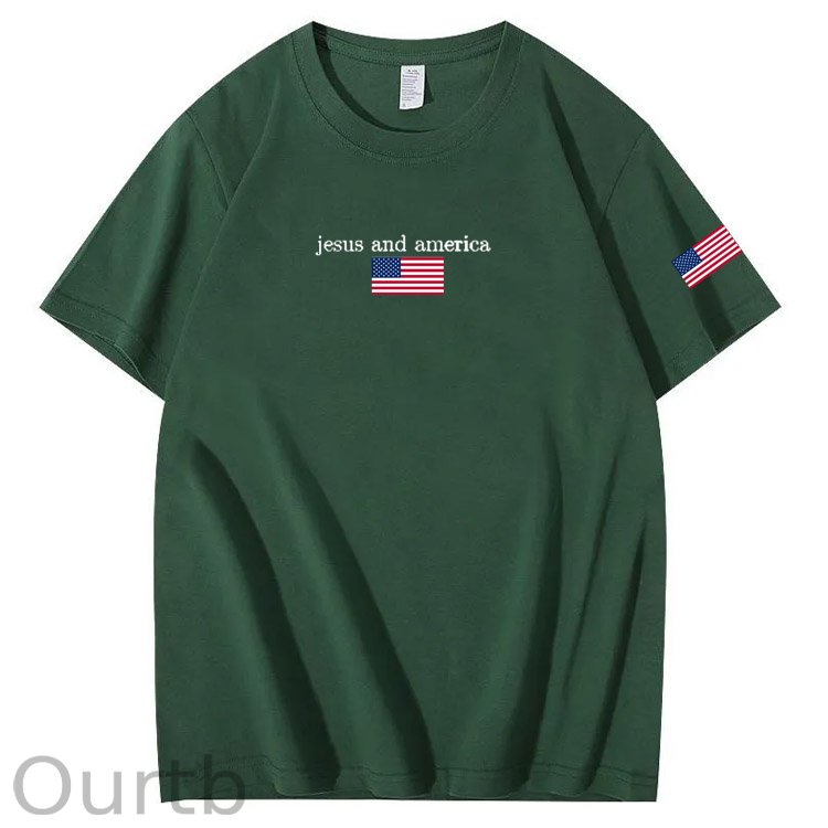 Jesus And America Pattern Print T-Shirt
