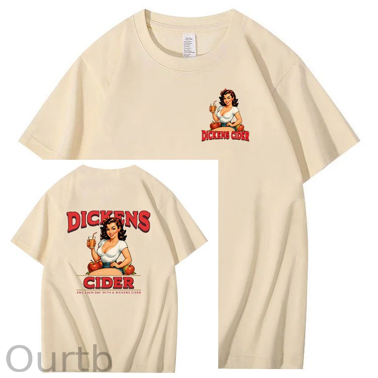 End Each Day With A  Dicknes Cider Pattern Print 100%Cotton T-Shirt