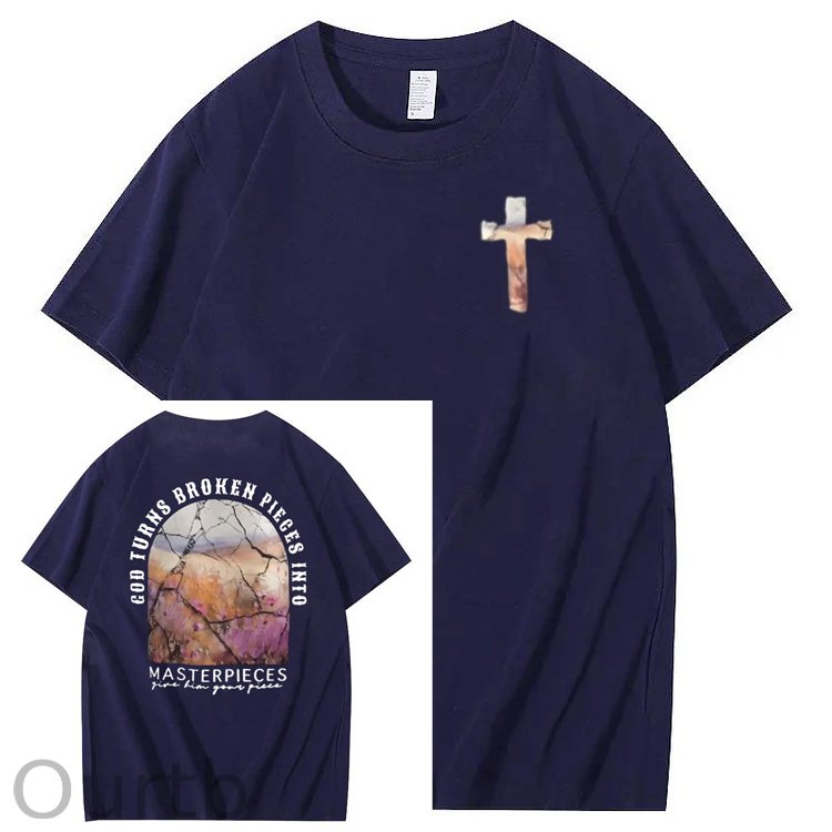 God Turns Broken Pieces Into Masterpieces Christian Pattern Crew Neck T-Shirt