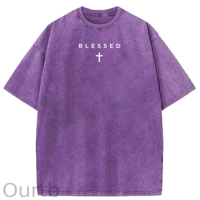 Men's Cross & Letter Print Round Neck Tee, Casual Street Short Sleeve T-shirt for Summer, Men's Top for Daily Wear