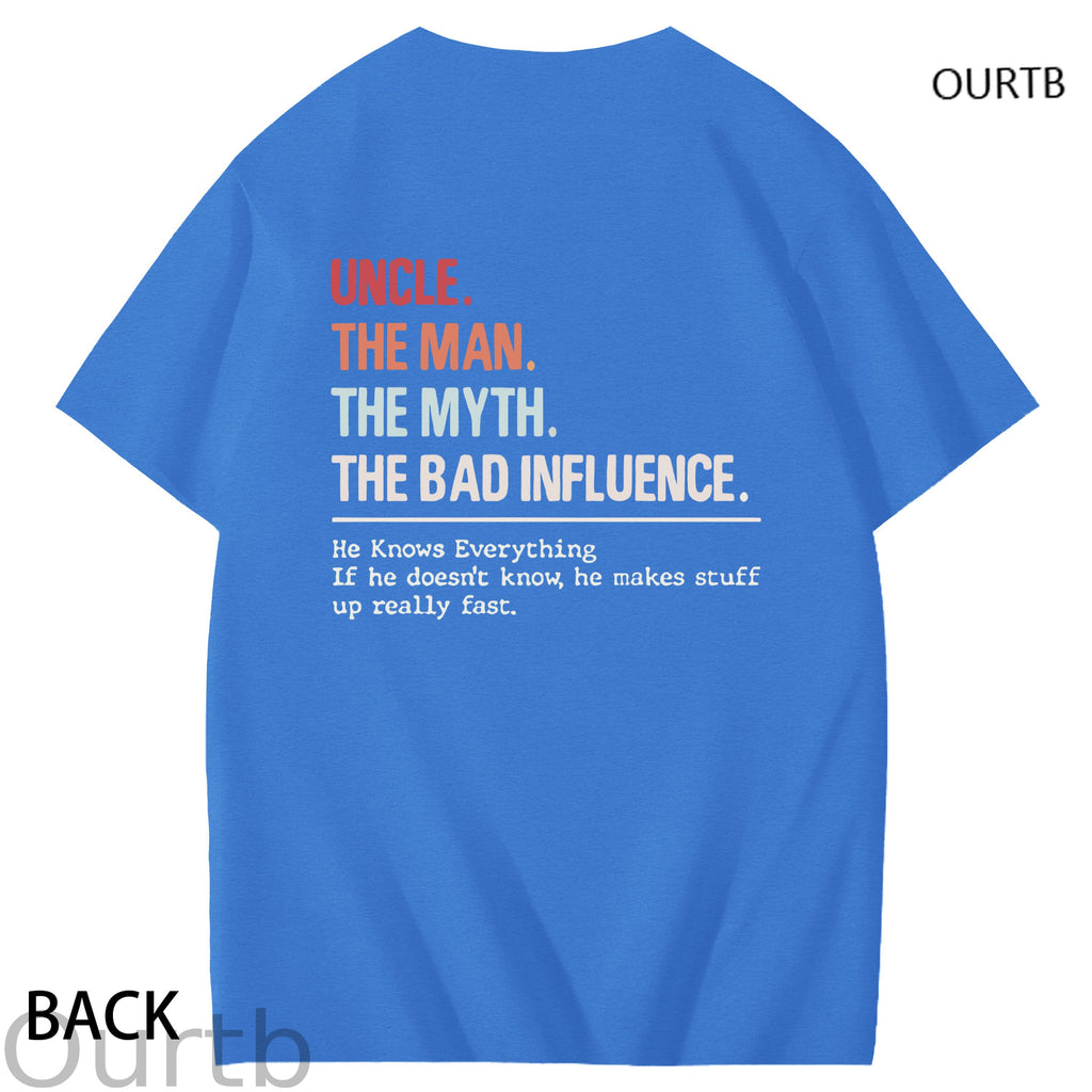Uncle The Man The Myth The Bad Influence Cool Uncle Club Art Pattern Print T-Shirt