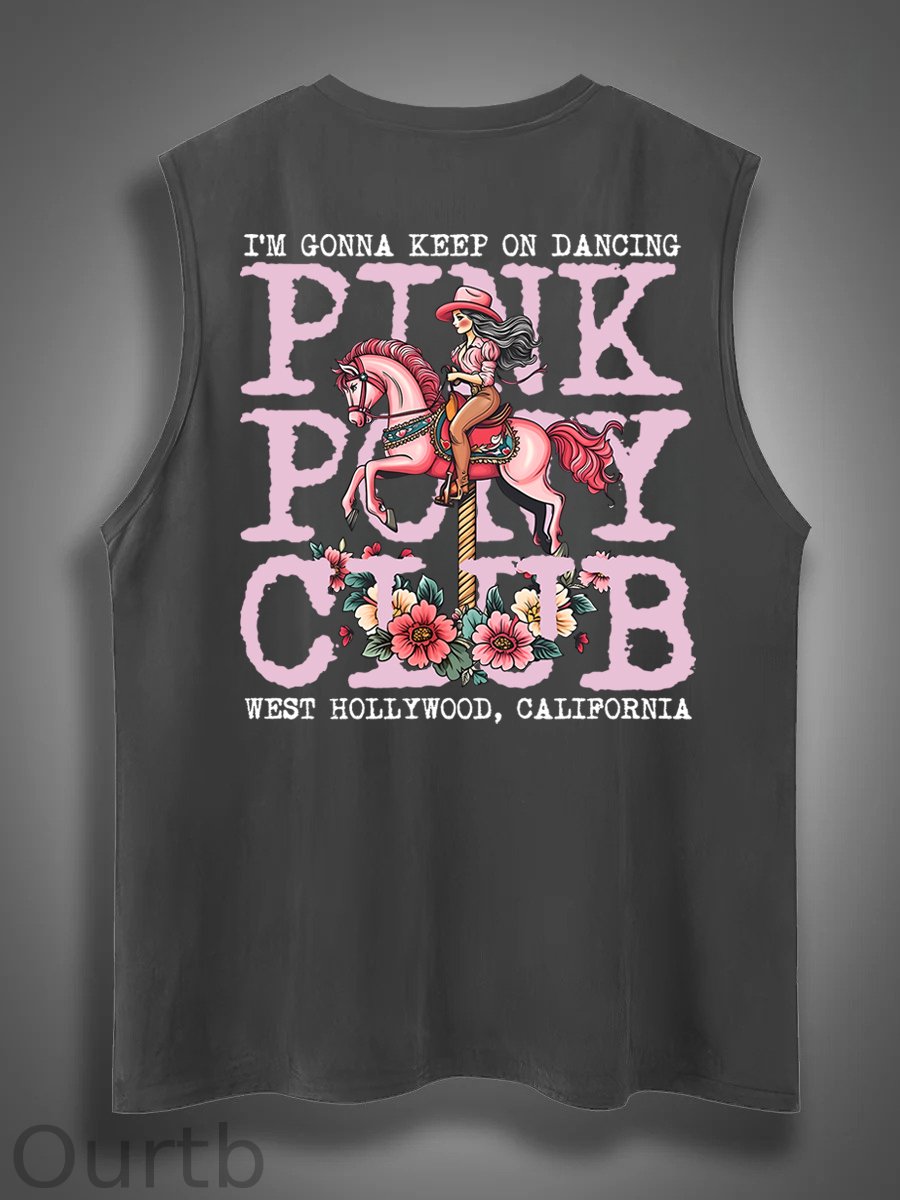 I'm Gonna Keep On Dacing Print Cotton Sleeveless Tank Tops