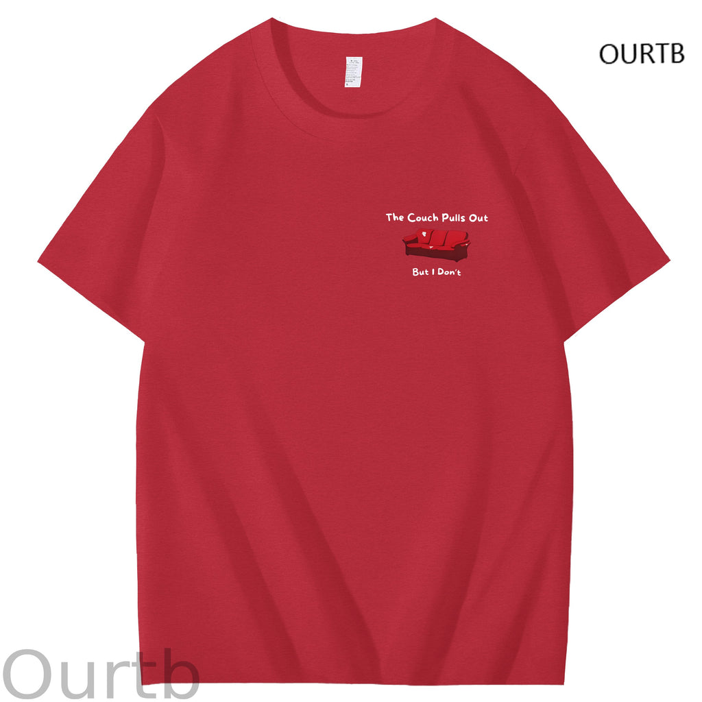 The Couch Pulls Out But I Don't Funny Adult Art Pattern Print T-Shirt