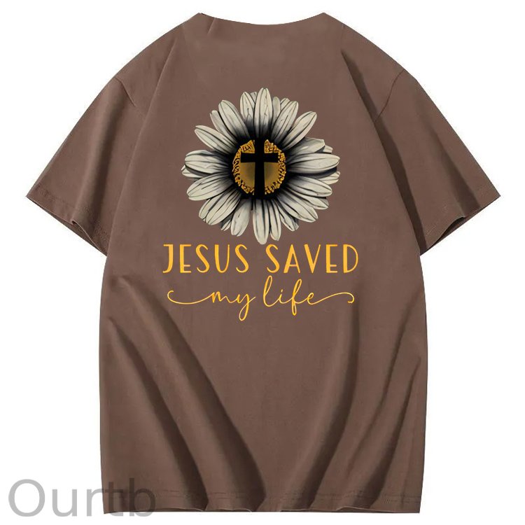 Jesus Saves My Life Pattern100% Cotton T-Shirt
