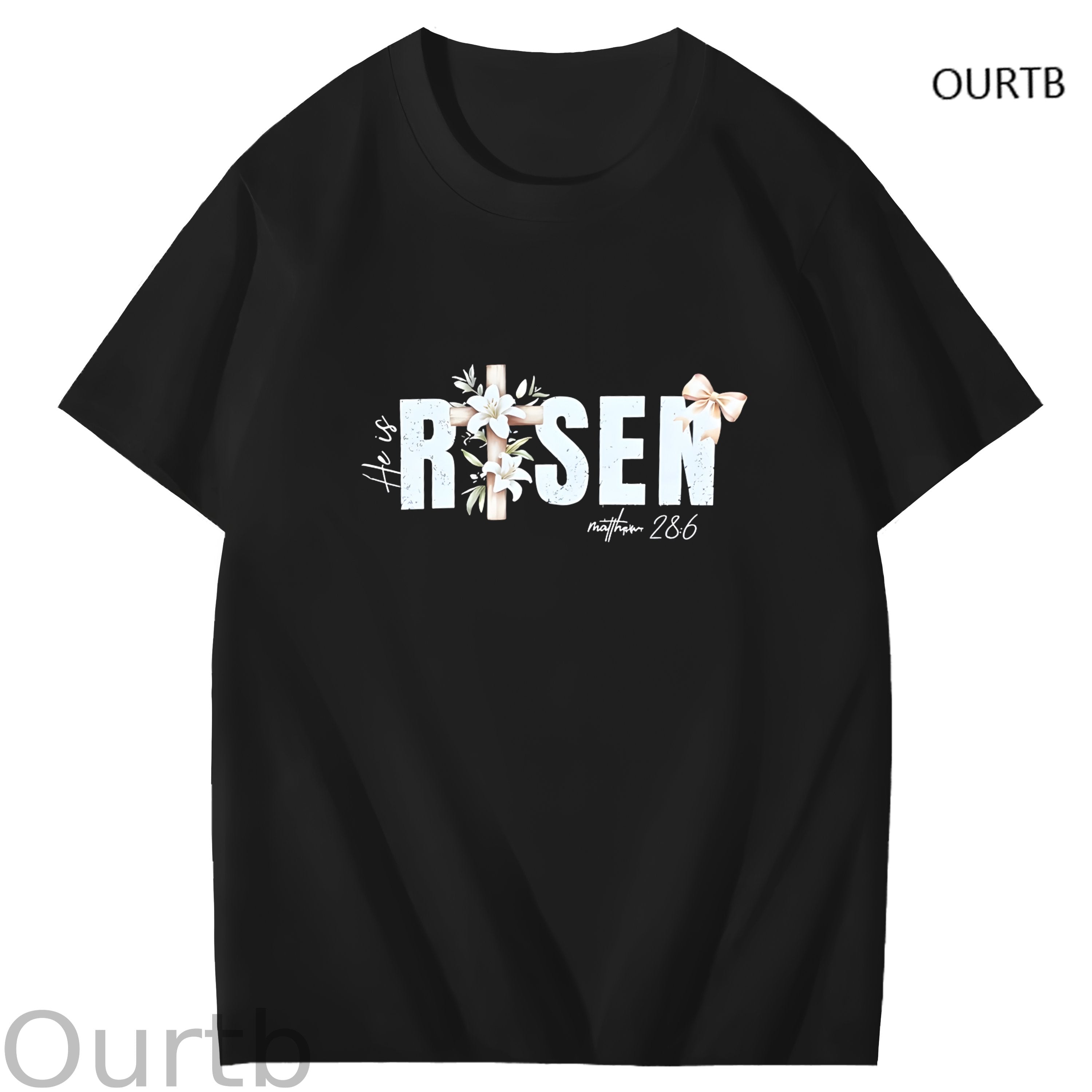 He Is Risen Faith Art Pattern Print T-Shirt