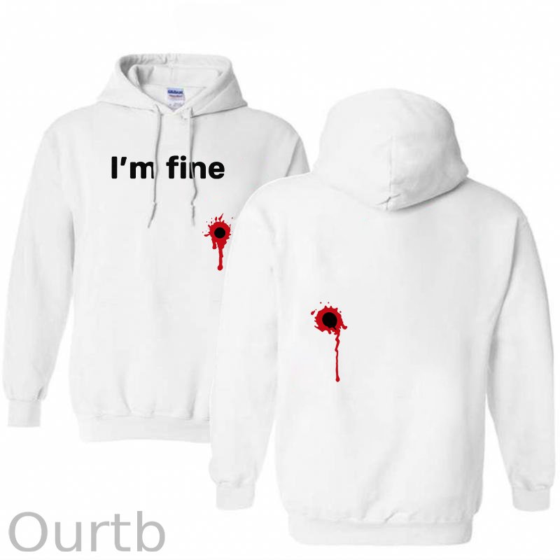 I'm Fine Pattern 100% 300g Cotton Classic Hoodie