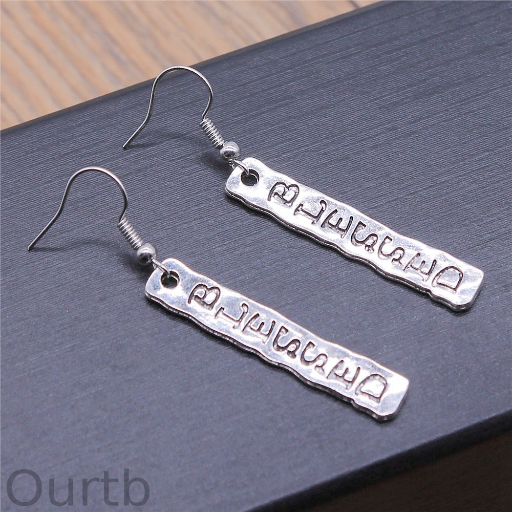 Vintage Handmade Jewelry Blessed Letter Pendant Earrings