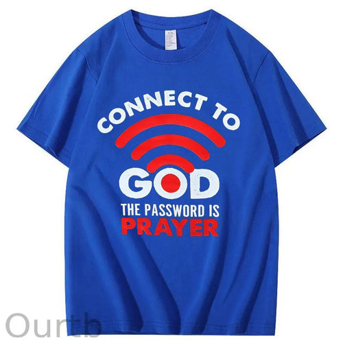 Connet To God Pattern The Password Is Prayer Print 100%Cotton T-Shirt