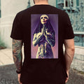 Pious Nun Praying with Tattoo Black Print T-shirt