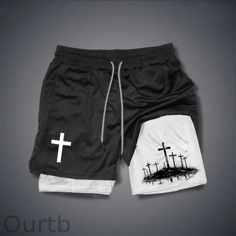 Cross Pattern Pattern Print Shorts Pants