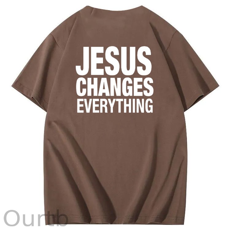 Jesus Changes Everything Pattern Print Crew Neck T-Shirt