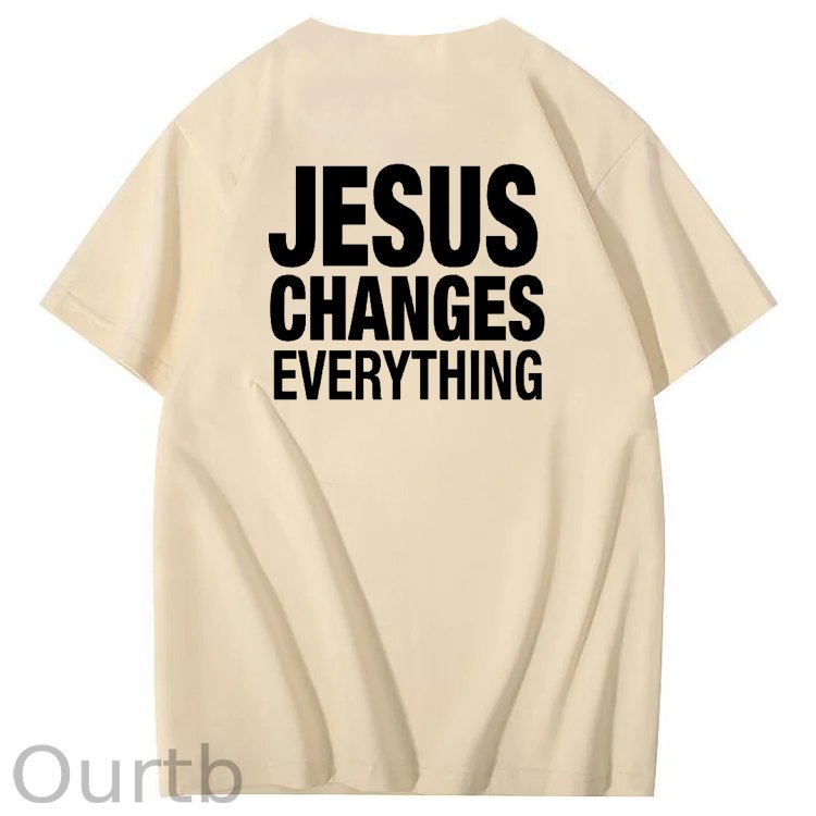 Jesus Changes Everything Pattern Print Crew Neck T-Shirt