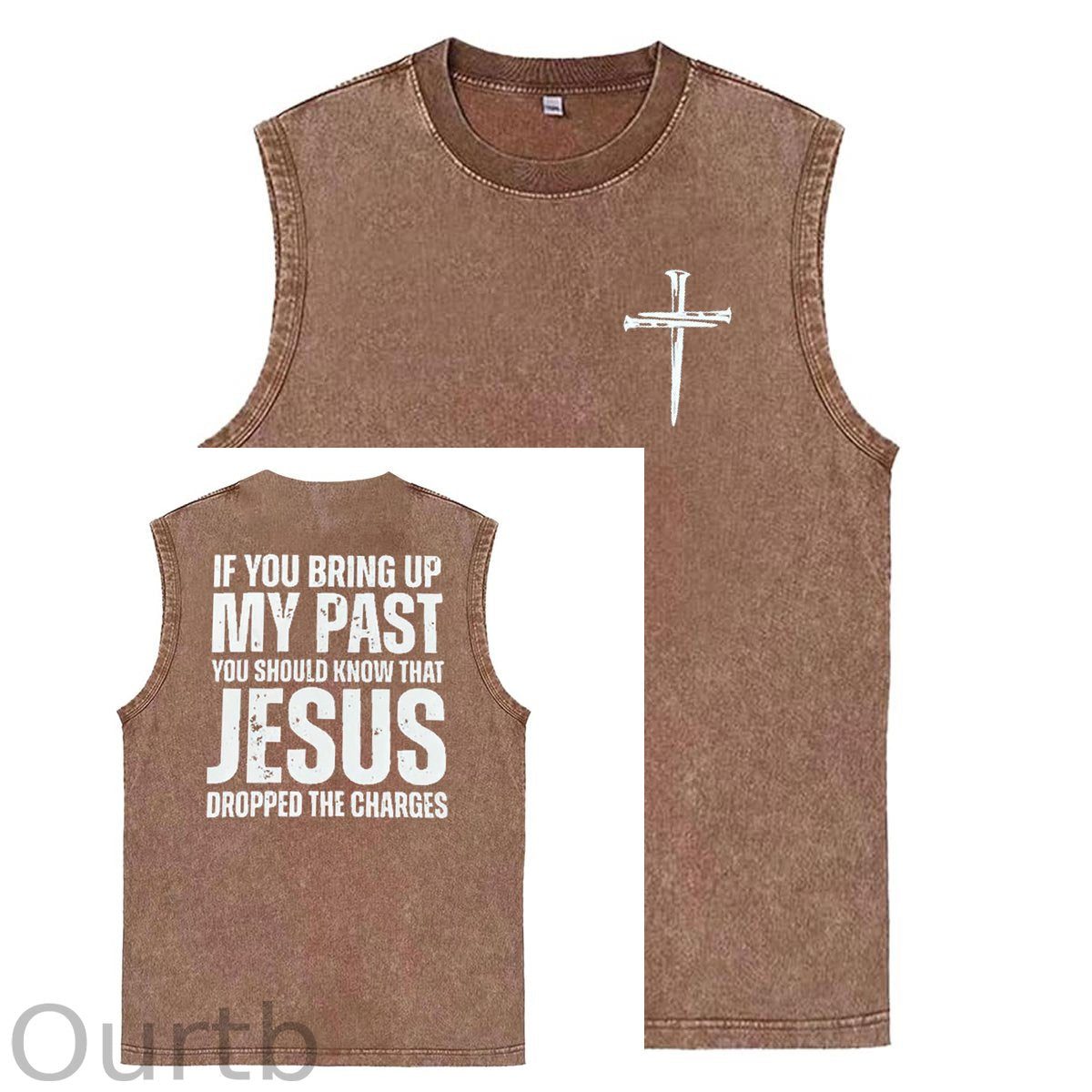 If You Bring Up My Past Print Pattern Sleeveless Cotton Washed Printed Loose Vest