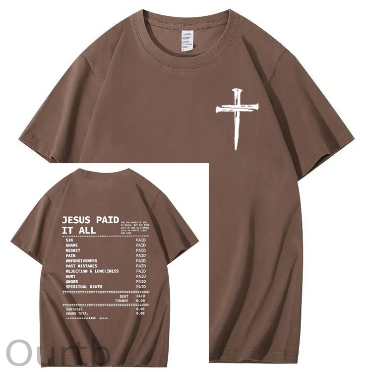Jesus Paid It All Pattern Print Crew Neck T-Shirt