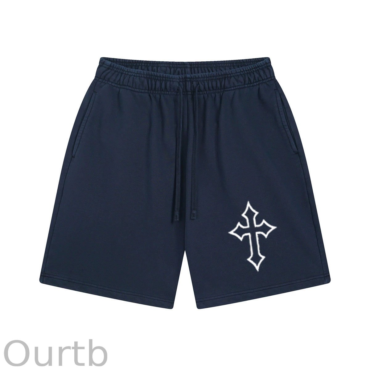 Hollow Cross Pattern Print Craft Shorts Pants