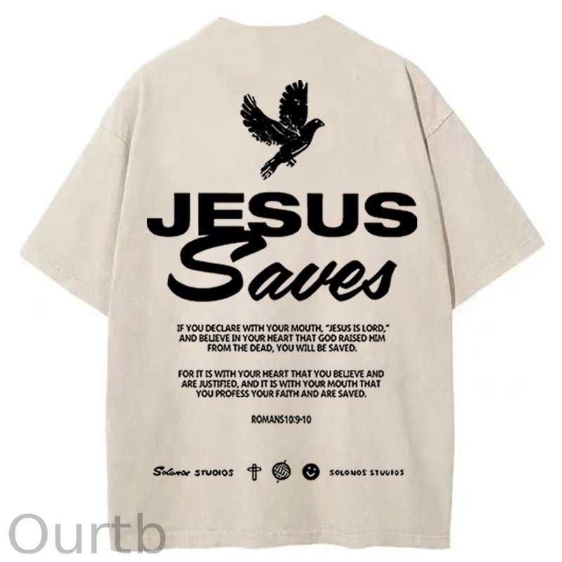 Jesus Saves Washed Cotton T-Shirt