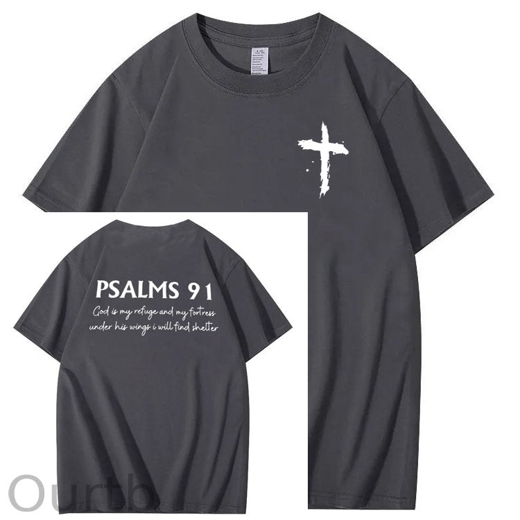 Psalms 91 Pattern 100&Cotton Print T-Shirt