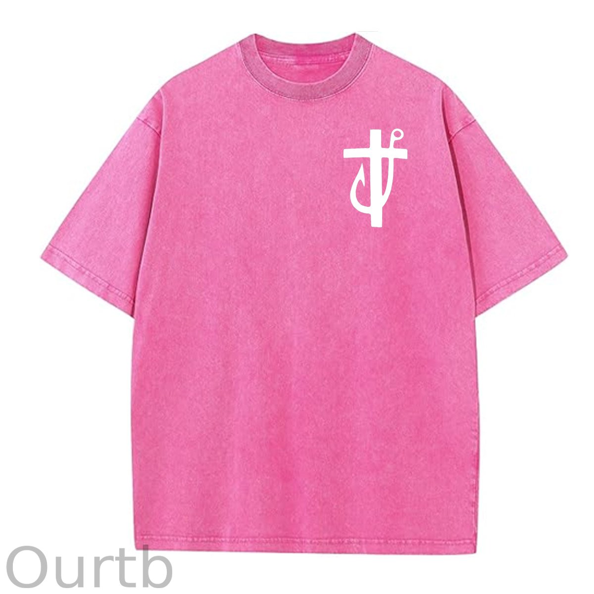 Jesus Made Me A Fisherman Pattern Washing And Aging Process Crew Neck T-Shirt
