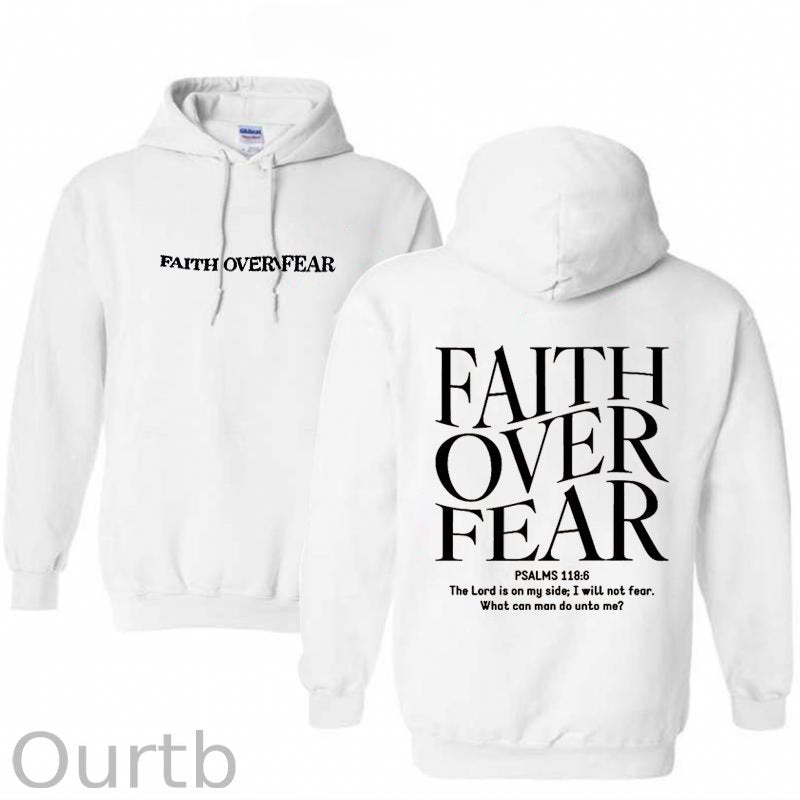 Faith Over Fear Pattern Printed Classics Hooded Sweatshirt