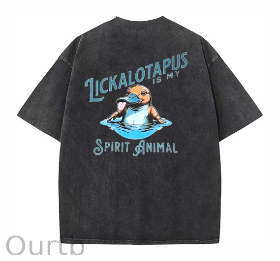 Spirit Animal Washed And Distressed Craft Pint Pattern Crew Neck T-Shirt