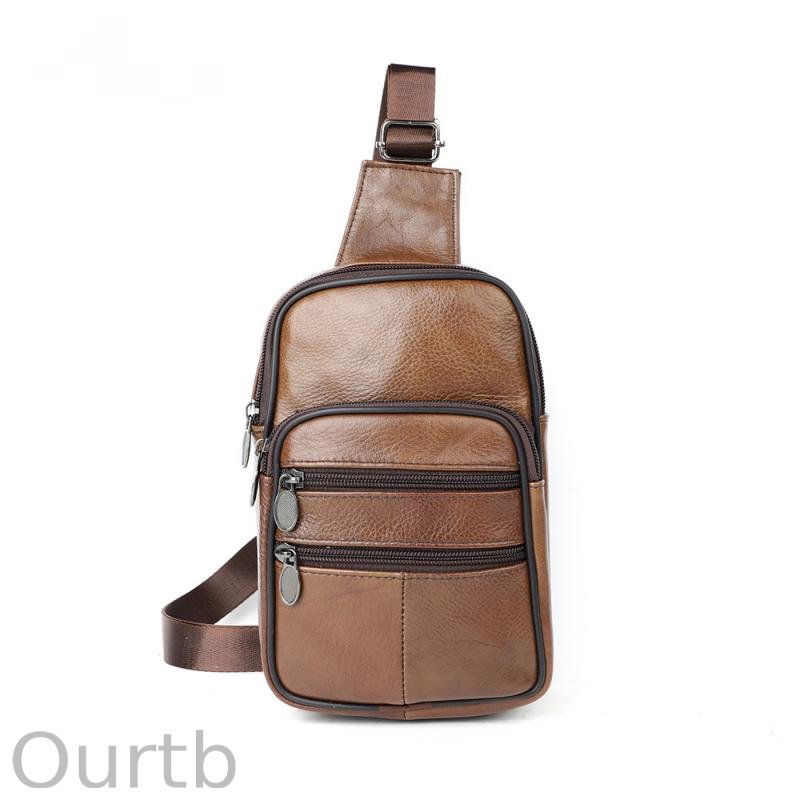 Men's Vintage Casual Leather Zipper Crossbody Messenger Bag 53061428K
