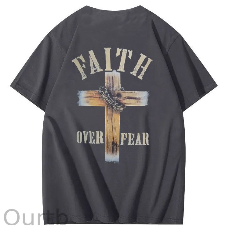 Faith Over Fear  Pattern Print 100%Cotton T-Shirt