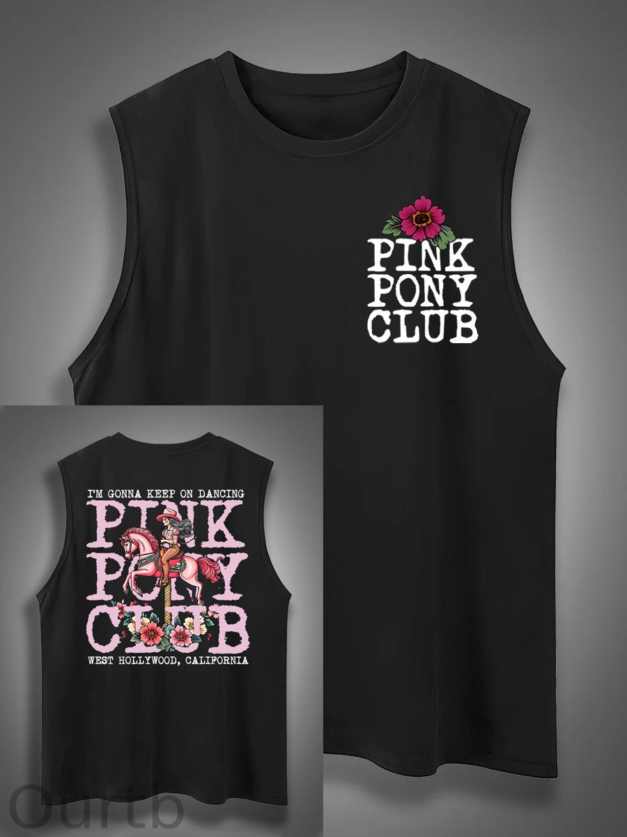 I'm Gonna Keep On Dacing Print Cotton Sleeveless Tank Tops