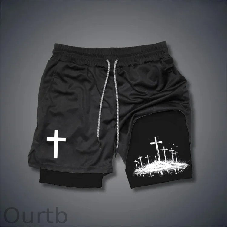 Cross Pattern Pattern Print Shorts Pants