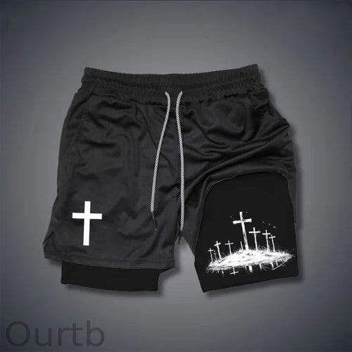 Cross Pattern Pattern Print Shorts Pants