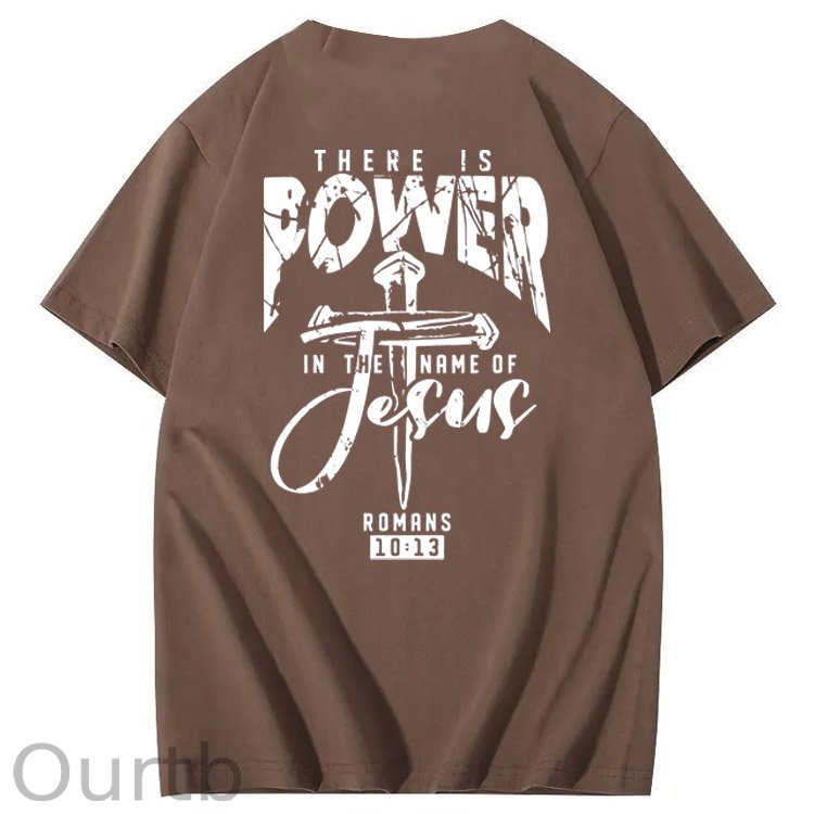 There Is Power In The Name Of Jesus Pattern Print T-Shirt