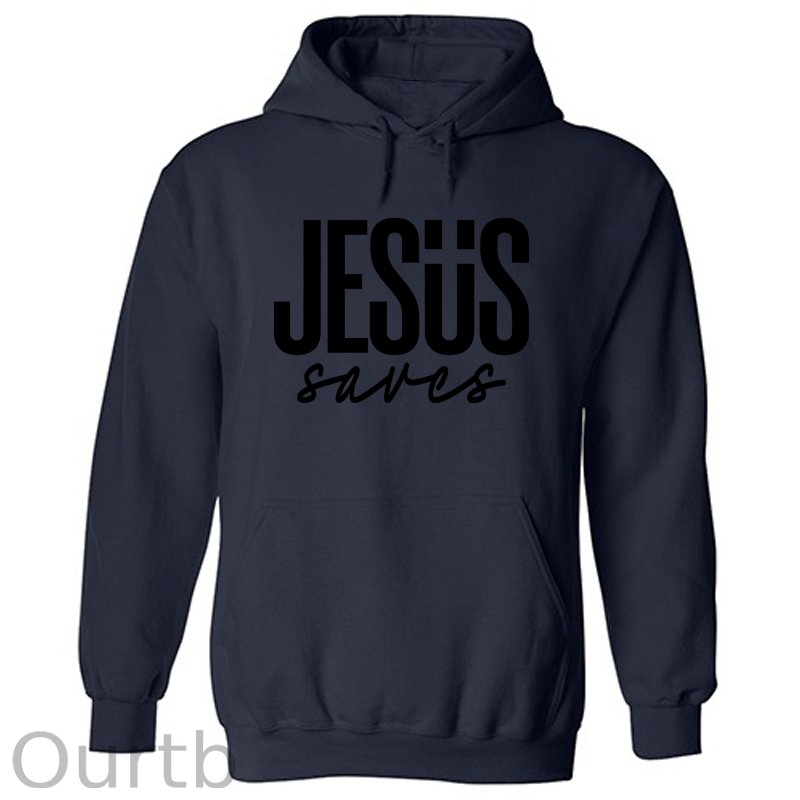 JESUS saves Cotton Hooded Sweatshirt