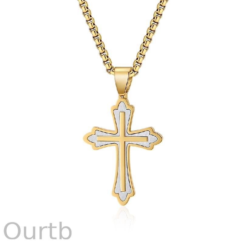Retro Casual Color Matching Cross Necklace 27329294TO