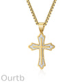 Retro Casual Color Matching Cross Necklace 27329294TO