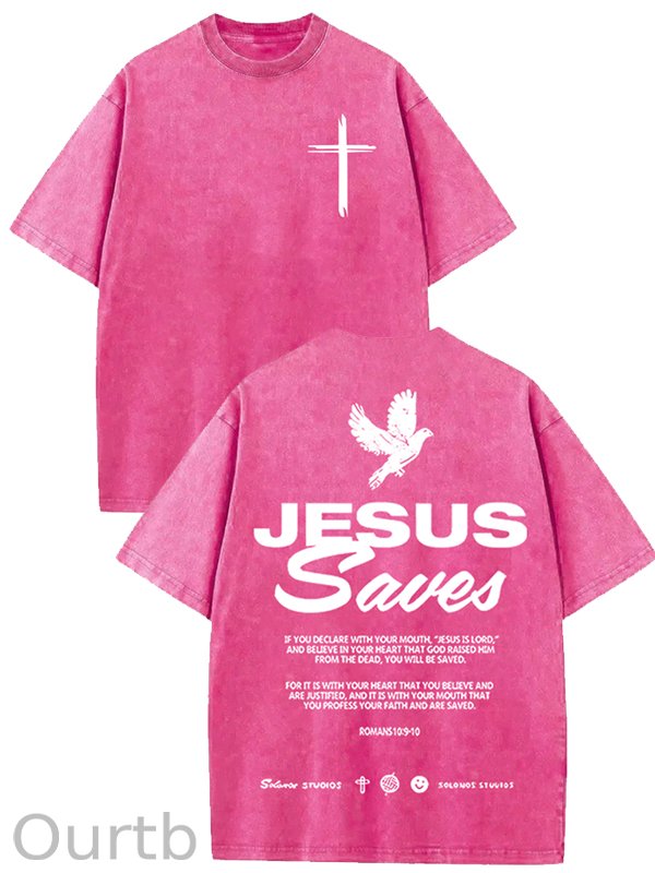 Jesus Saves Washed Cotton T-Shirt