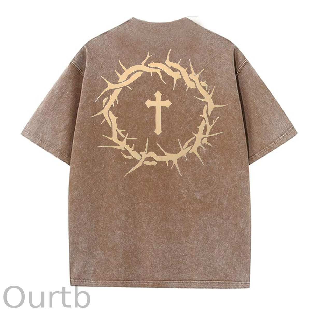 Faith Over Fear  Pattern Washing And Aging Process Crew Neck T-Shirt