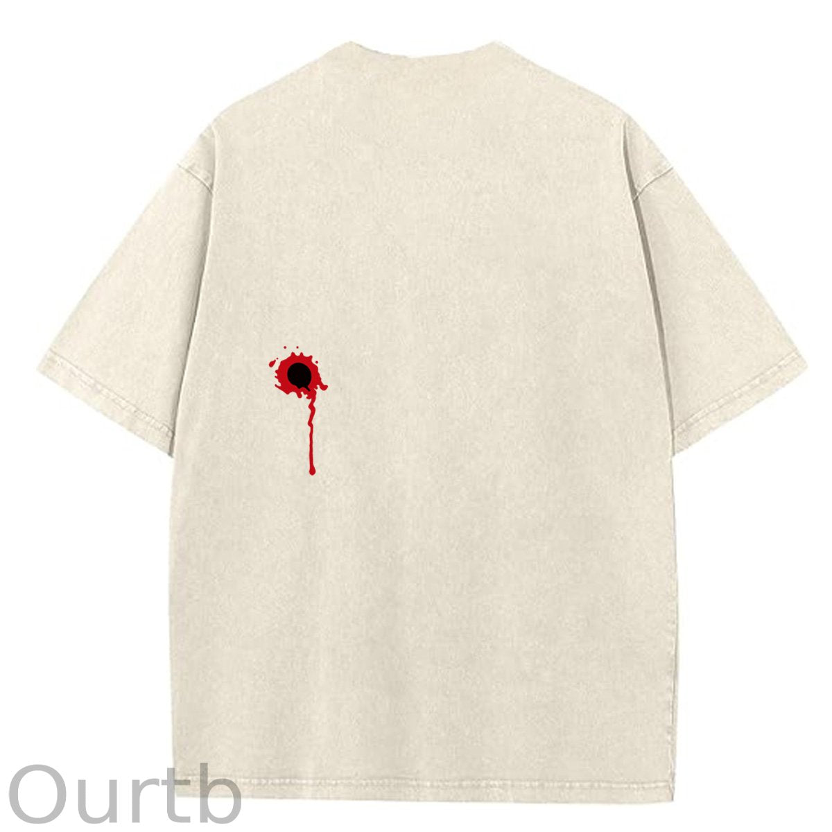 I'm Fine Pattern Washing And Aging Process Crew Neck T-Shirt