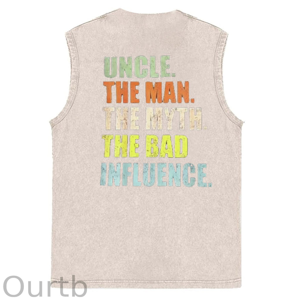 Cool Uncles Club Pattern Sleeveless Cotton Washed Printed Loose Vest