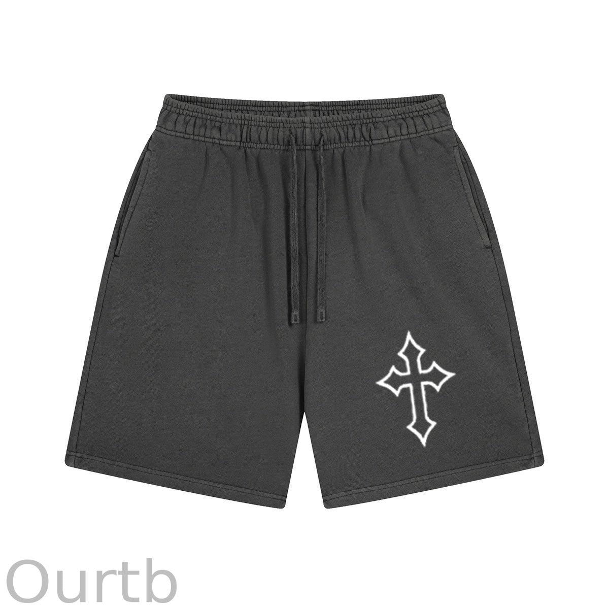 Hollow Cross Pattern Print Craft Shorts Pants