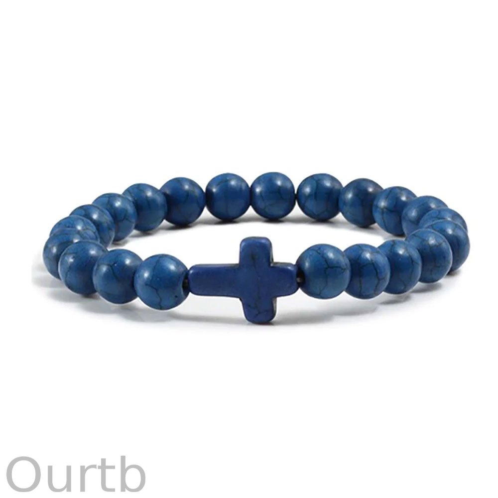 Jesus Cross Bracelet Handmade Beaded Stretch